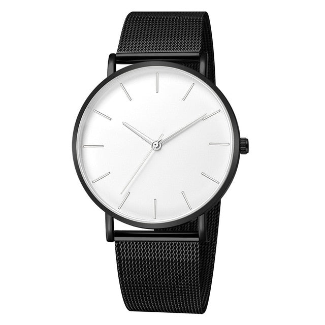 Montre Femme Modern Fashion Black Quartz Watch Women Mesh Stainless Steel Bracelet High Quality Casual Wrist Watch