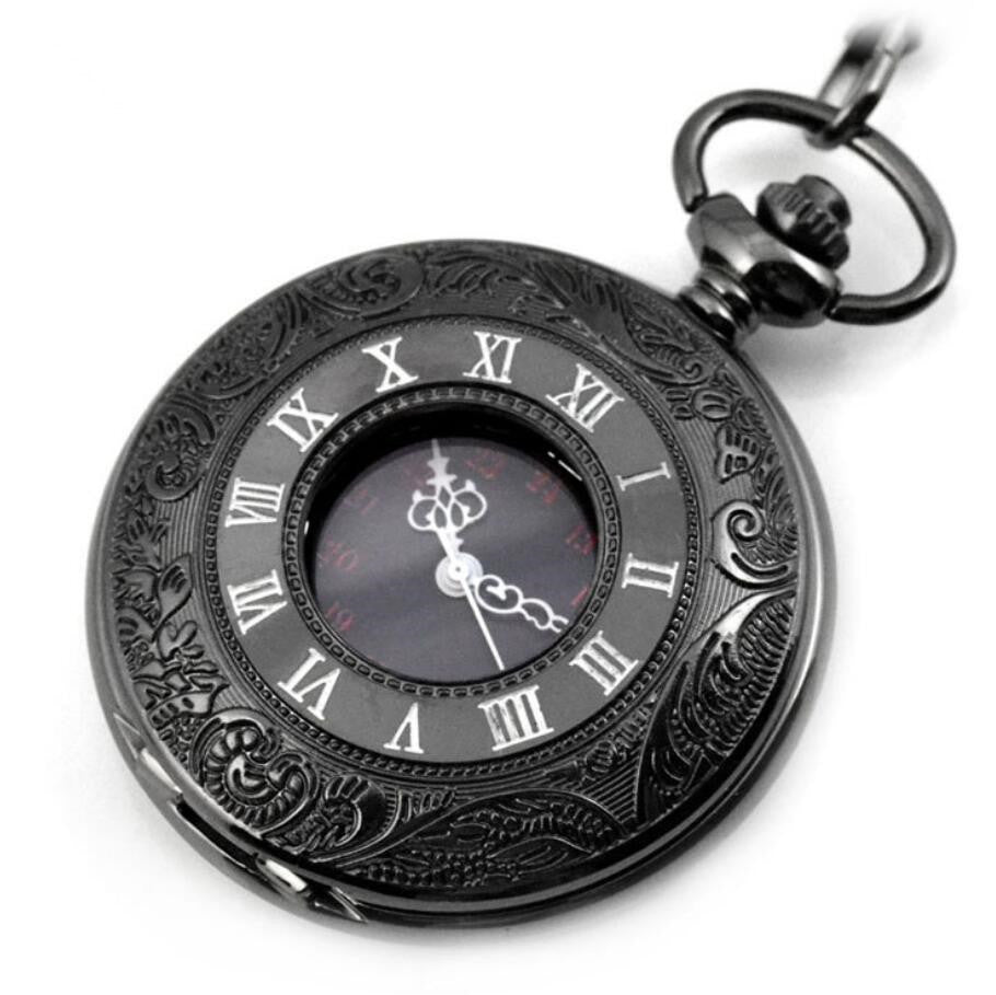 Necklace watch big roman hollow pocket watch