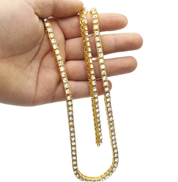 Men's hip hop single row alloy necklace full diamond necklace