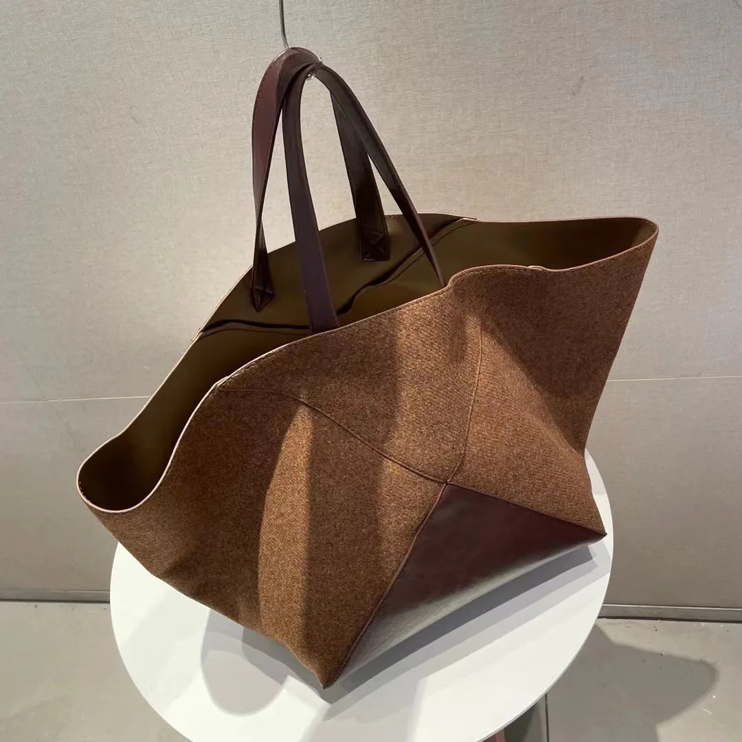 Large Totes Patchwork Suede Leather Female Shopping Bags Fashion Designer Quality Shoulder Bags Big Capacity