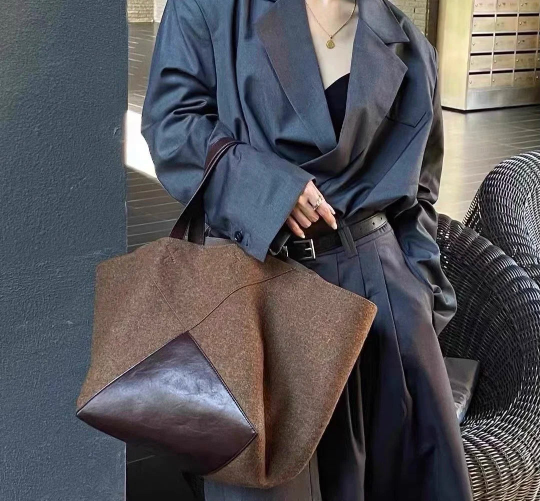 Large Totes Patchwork Suede Leather Female Shopping Bags Fashion Designer Quality Shoulder Bags Big Capacity