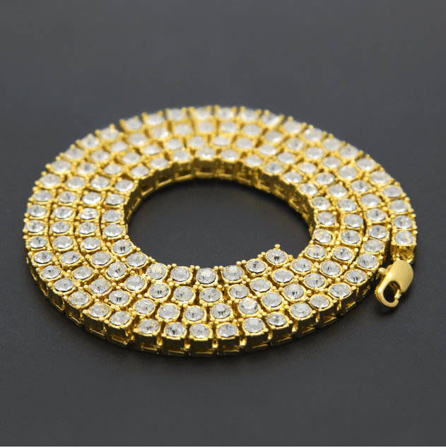 Men's hip hop single row alloy necklace full diamond necklace
